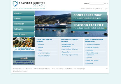 Screen shot of Seafood home page